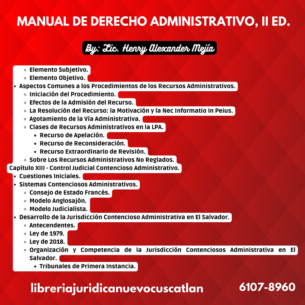 Miniatura: Manual de Derecho Administrativo, 2ED, CUSCATLECA, Dr. Henry Alexander Mejía