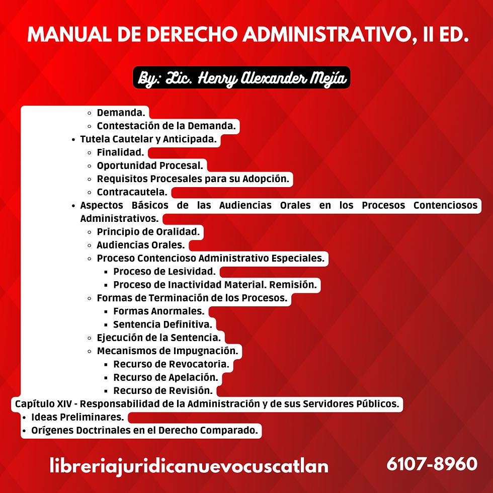 Miniatura: Manual de Derecho Administrativo, 2ED, CUSCATLECA, Dr. Henry Alexander Mejía