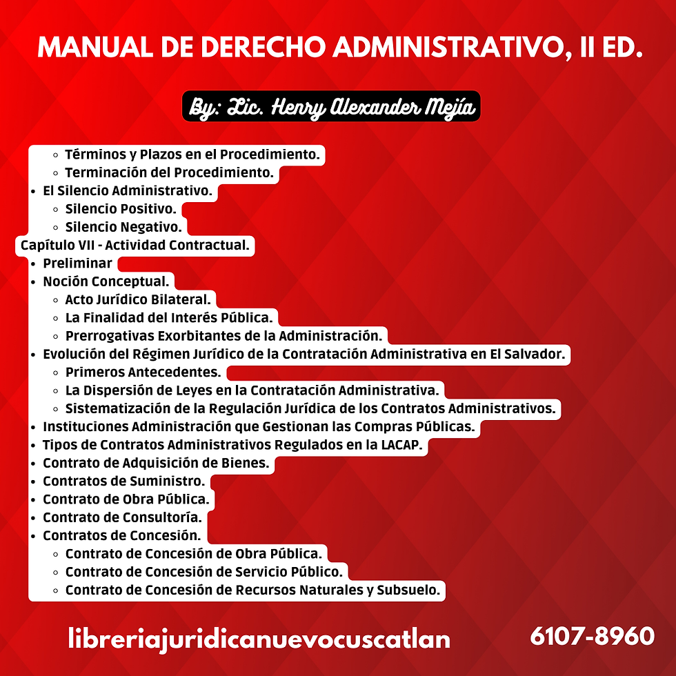 Miniatura: Manual de Derecho Administrativo, 2ED, CUSCATLECA, Dr. Henry Alexander Mejía