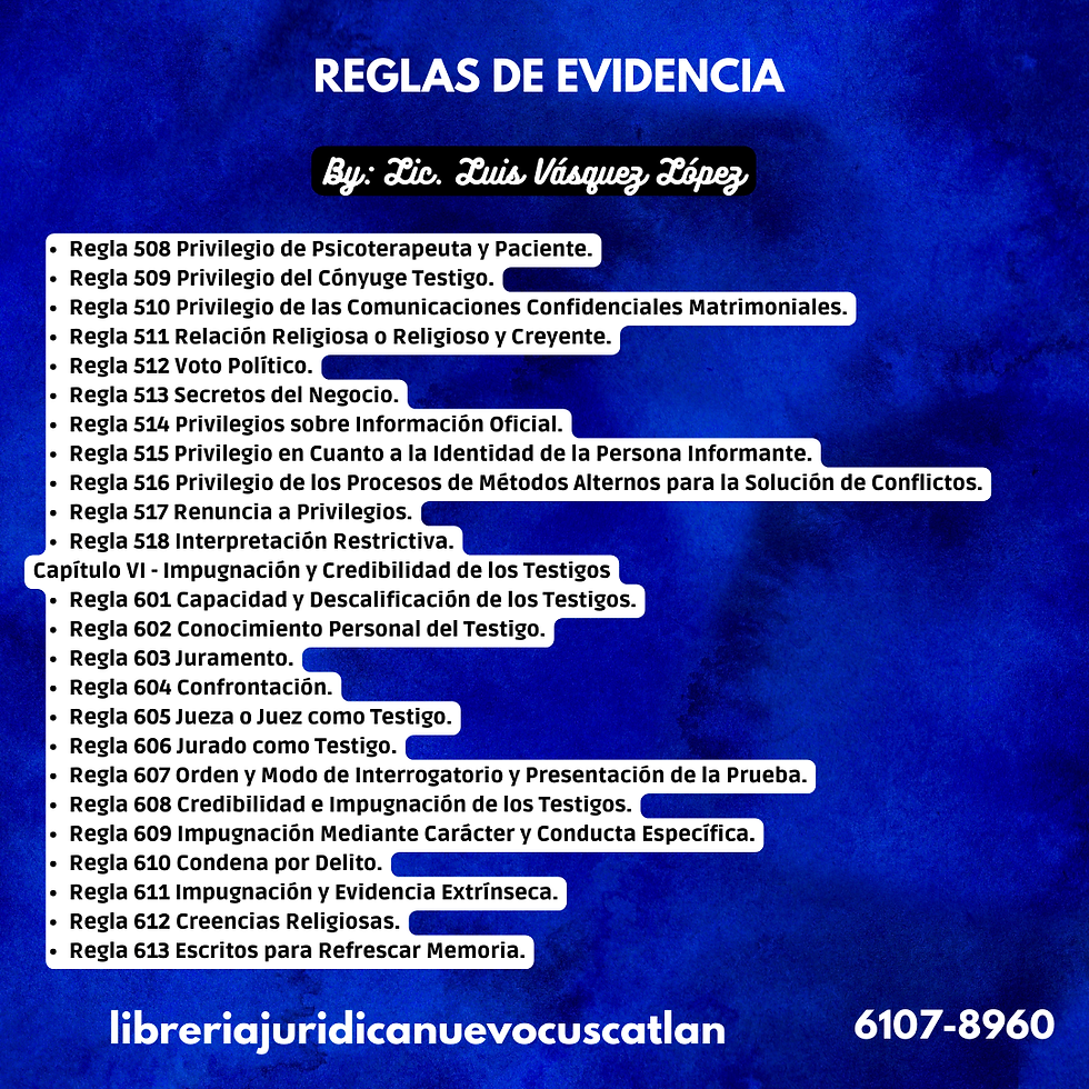 Miniatura: Reglas de Evidencia - Para su Uso en Derecho Probatorio