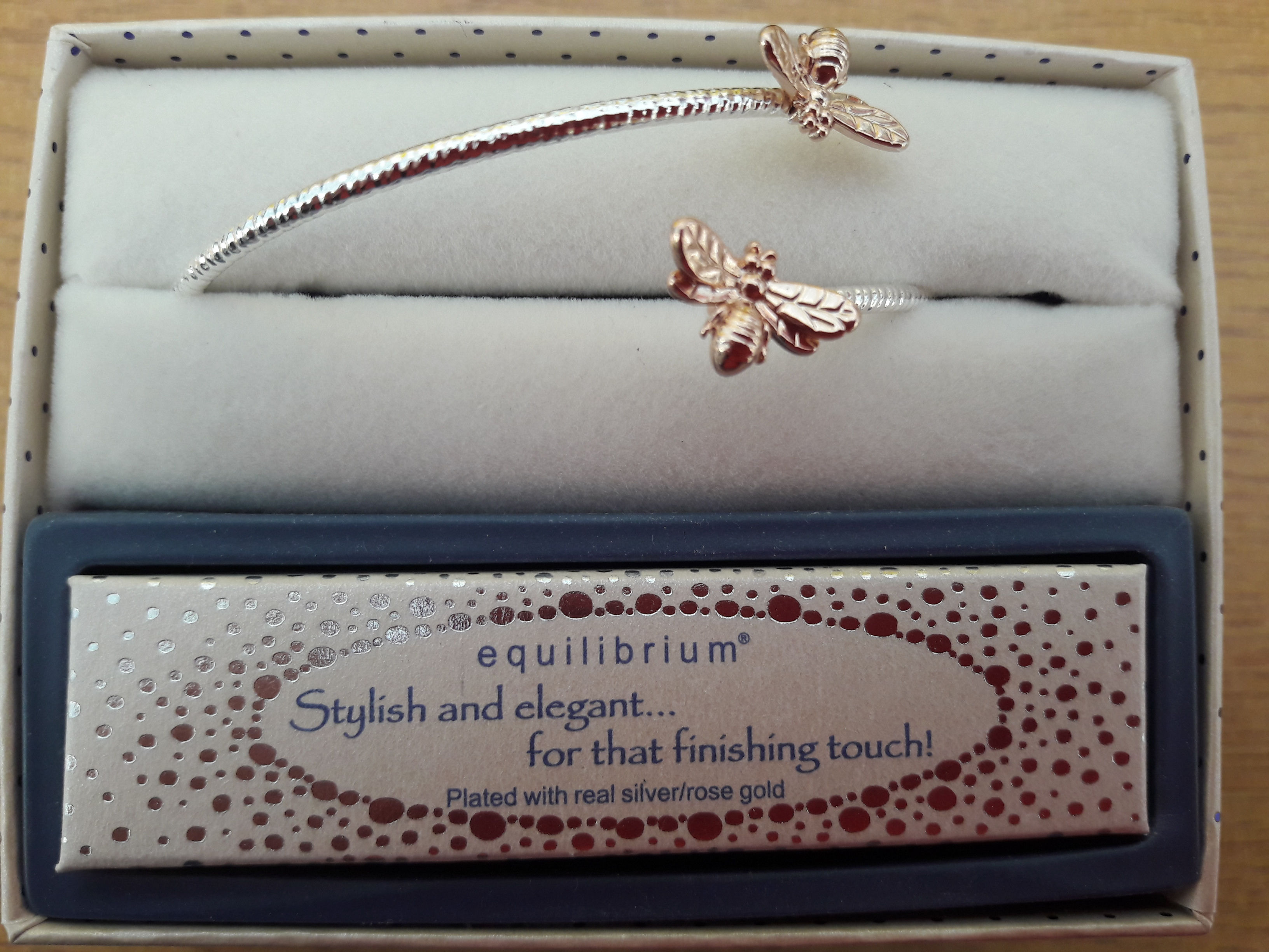 Equilibrium Rose Gold Bees Bangle