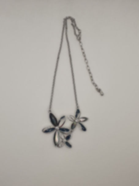 Silver and Blue Flower Necklace