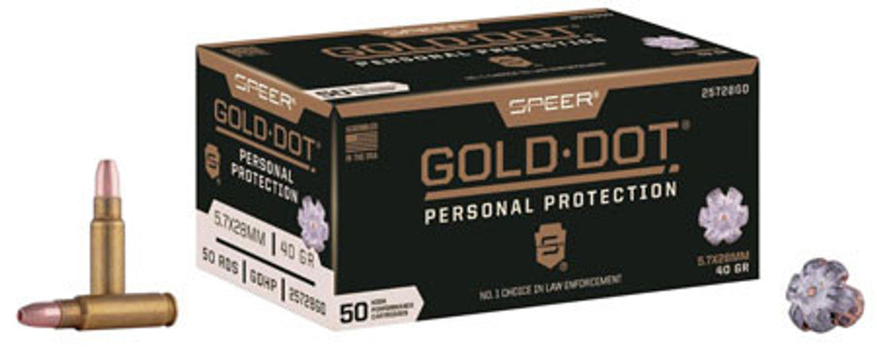 Speer Gold Dot 5.7x28mm 40gr. Gold Dot Hollow Point- 50 Rounds