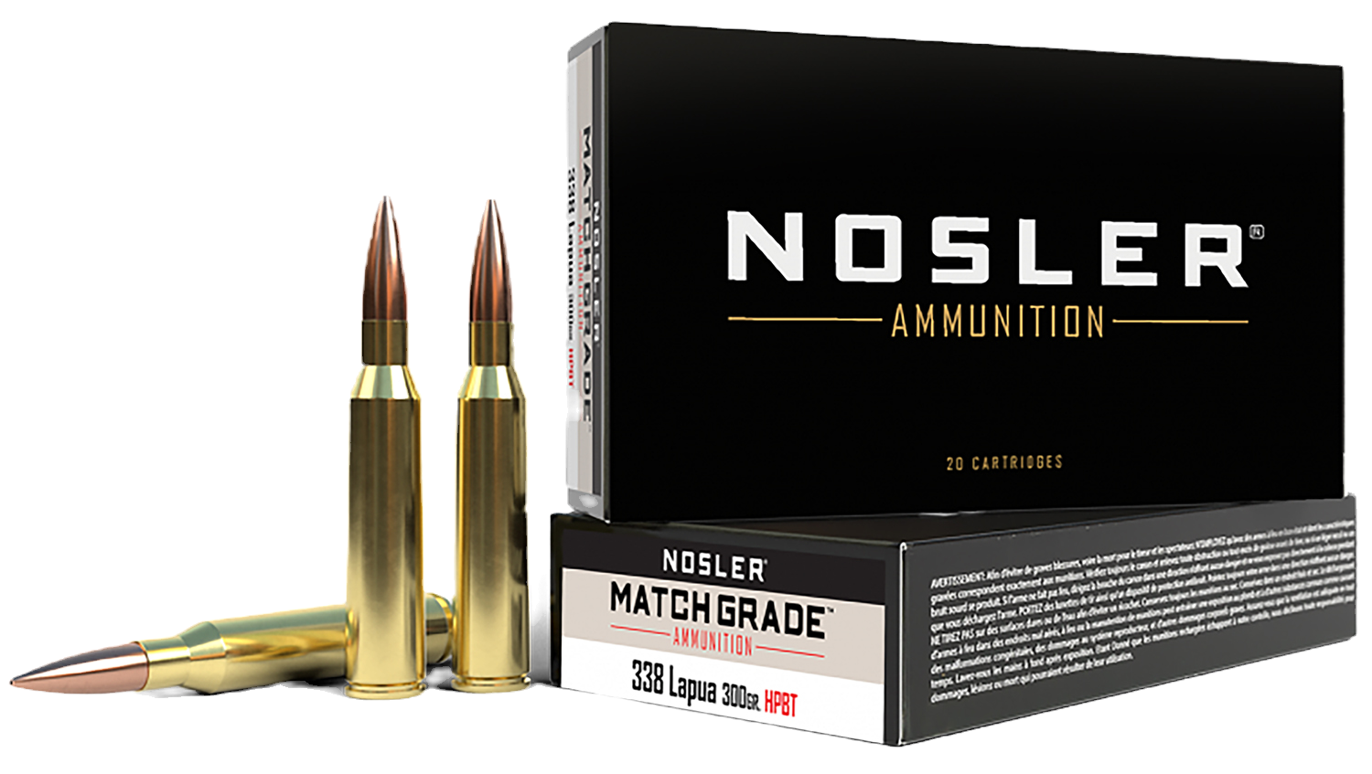 Nosler 43136 Match Grade 338 Lapua Mag 300 gr Custom Competition Hollow Point Bo