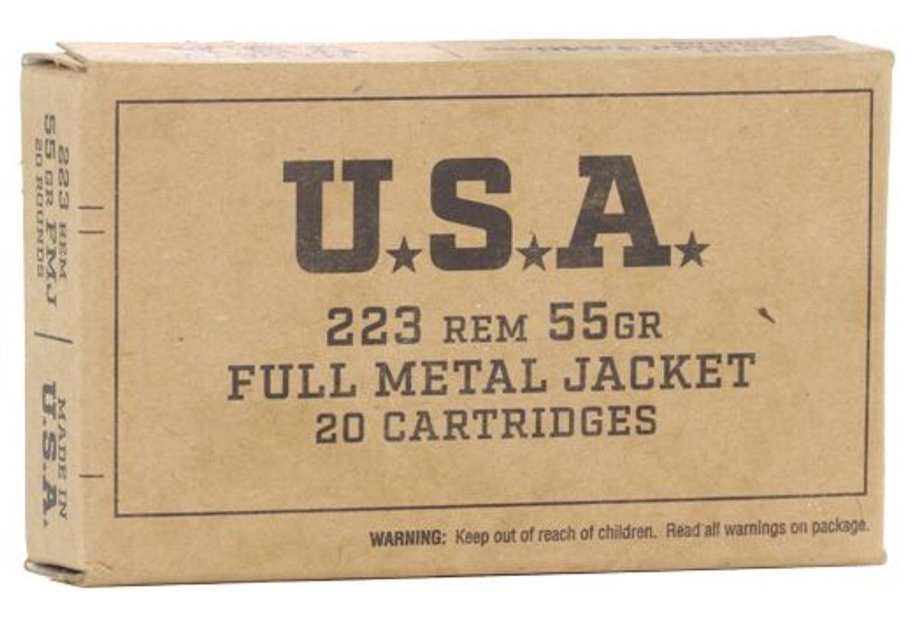 Winchester- .223 Remington Ammunition USA -.223-55 Grain FMJ 20 Ro