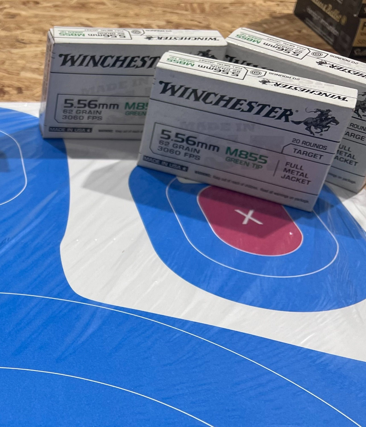 Boxes of ammo with target