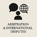 Arbitration and international disputes icon showing balanced scales over a globe, symbolising global legal representation