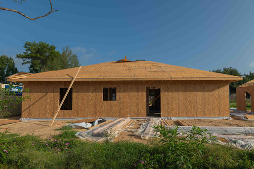 Construction site. House with OSB