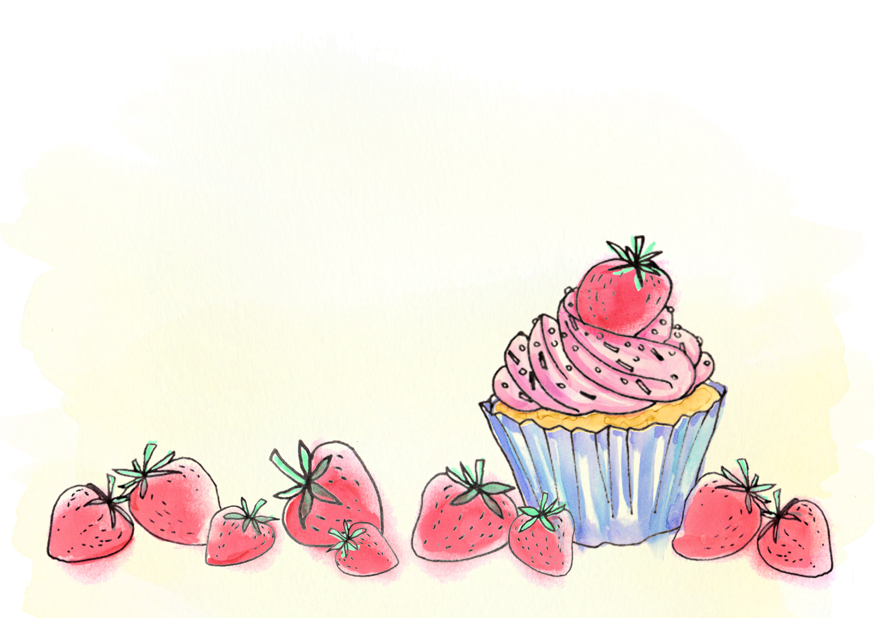 strawberries and cake