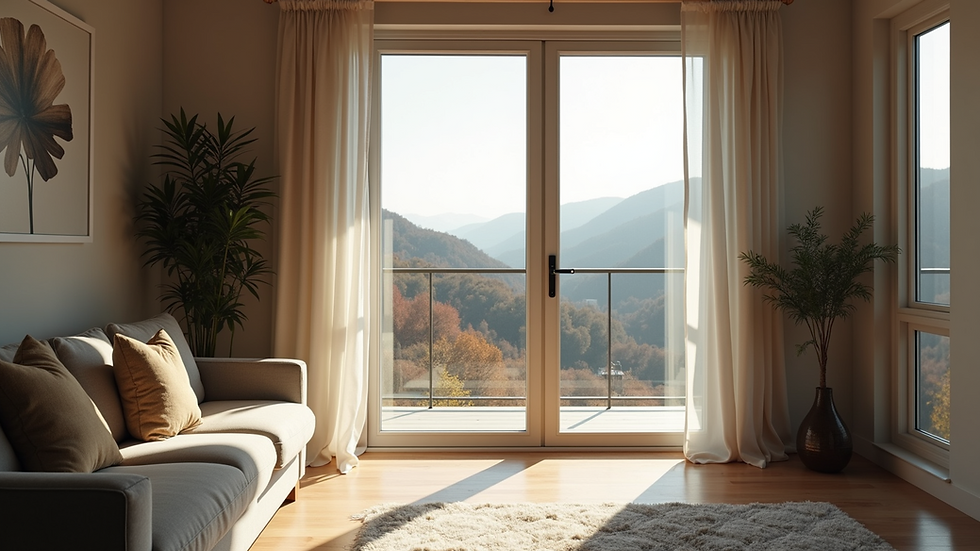 Eye-level view of a beautifully framed custom window in a modern home