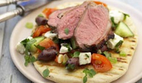 Barbequed Greek Herb Leg of Lamb with Greek Salad