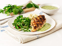 Chicken with Salsa Verde, Creamy Mash & Herb Salad