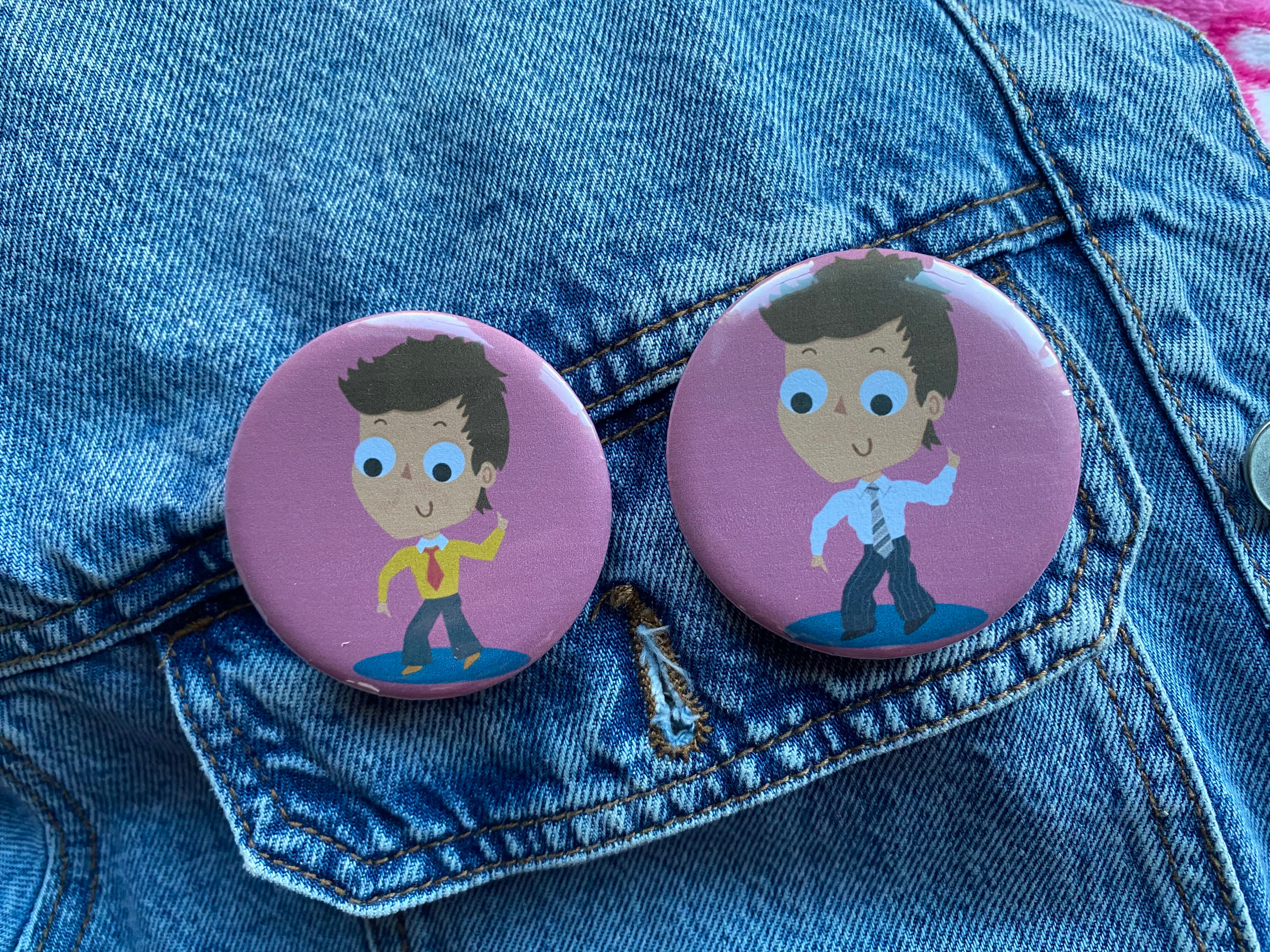 “Kiss all the time” Inspired Button Badge Set