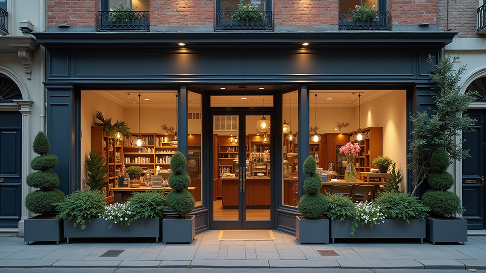 Eye-level view of a small business storefront with a welcoming entrance