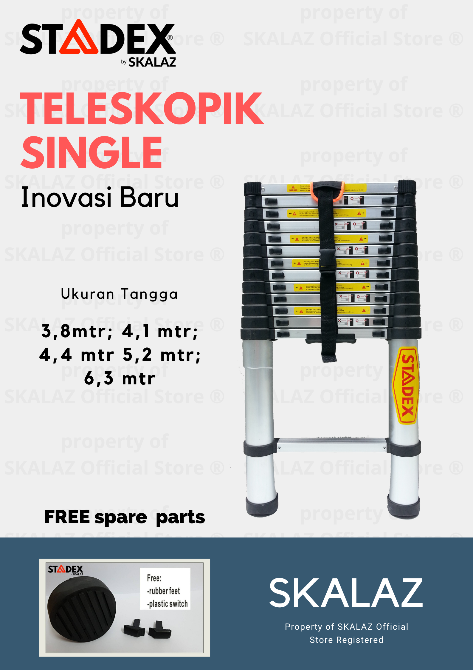 Tangga Teleskopik Aluminium Single