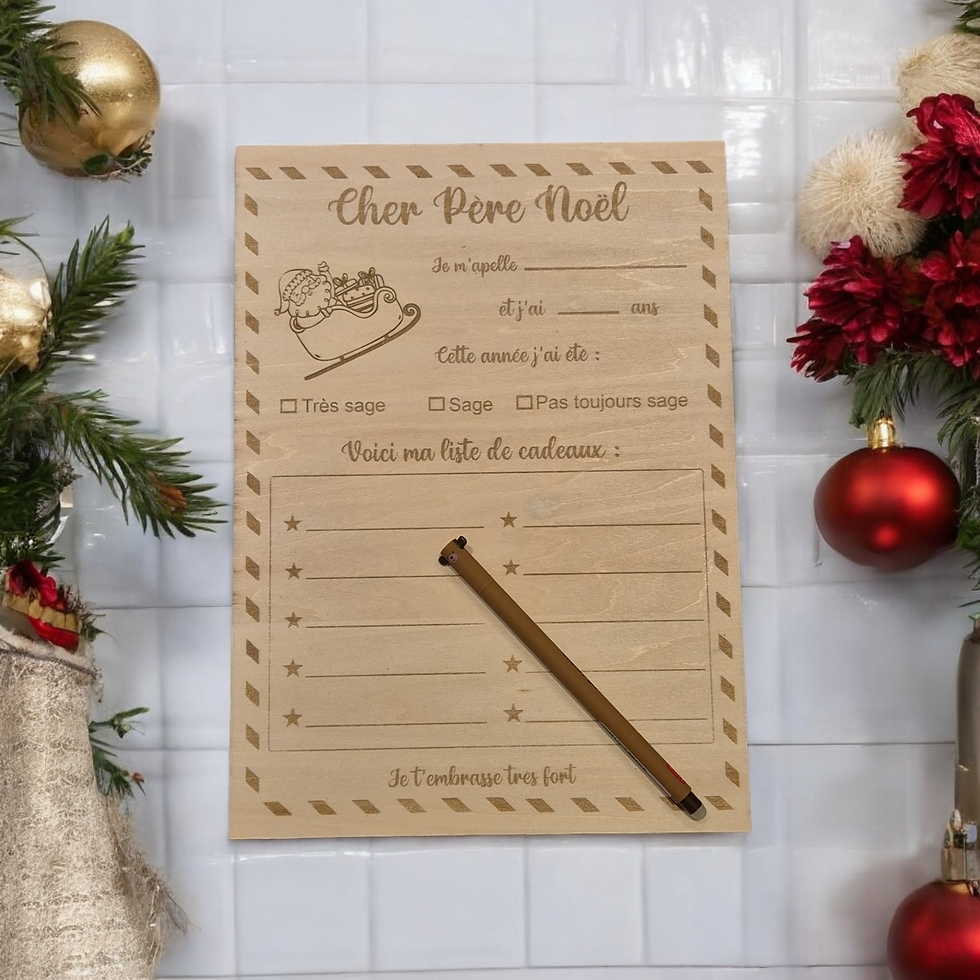 Miniature : Lettre au Père Noël en bois – à remplir pour les enfants 🎅✨
