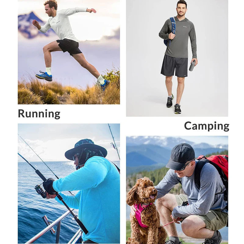 Thumbnail: Mens UPF50+ Performance T-Shirt Hoodie Long Sleeve Casual Sun Protection T-Shirt