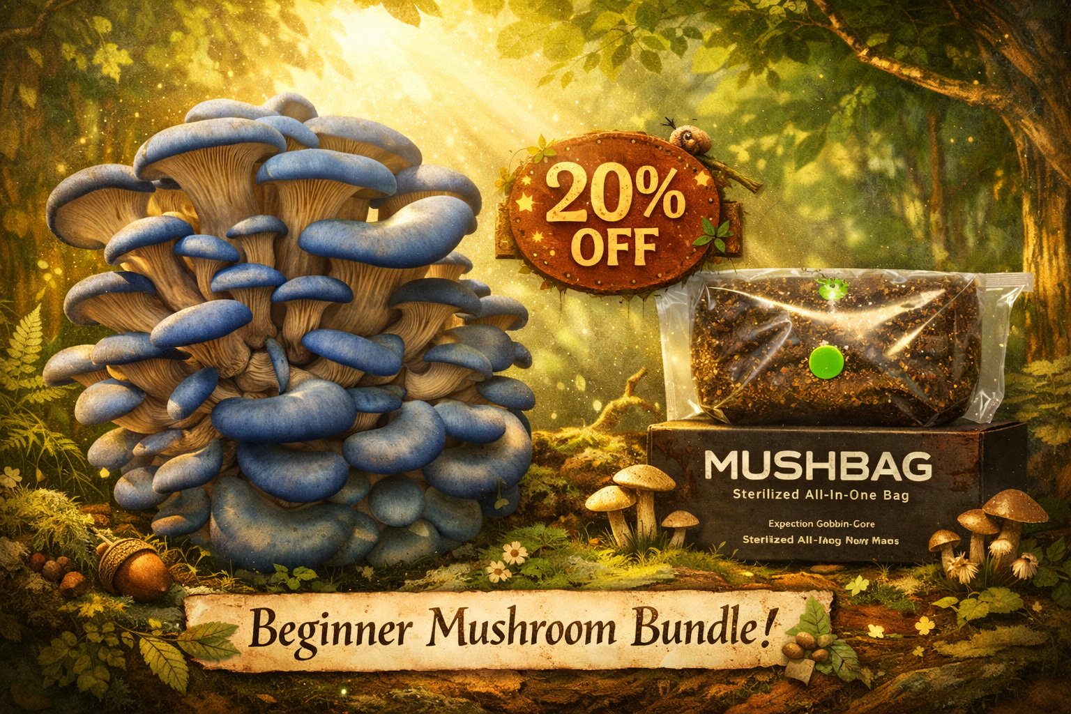 1*10 ml Blue oyster Liquid culture +1* 1.5kg all in one mushroom grow bag