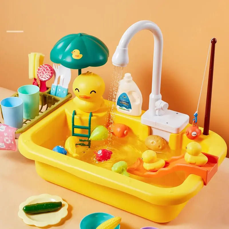 Thumbnail: Kids Kitchen Sink Toys Electric Dishwasher Playing Toy With Running Water Preten