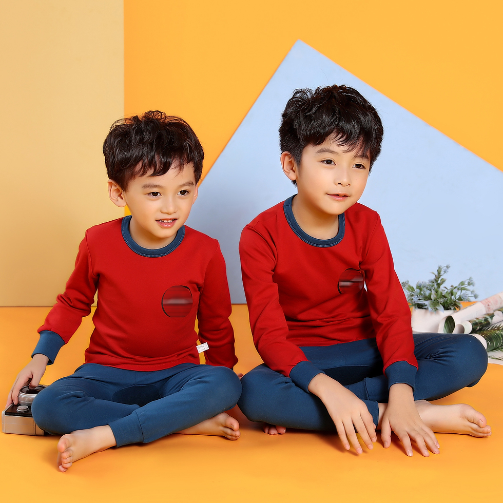 Thumbnail: Kids Long Sleeve Cotton Pajama Set for Boys and Girls