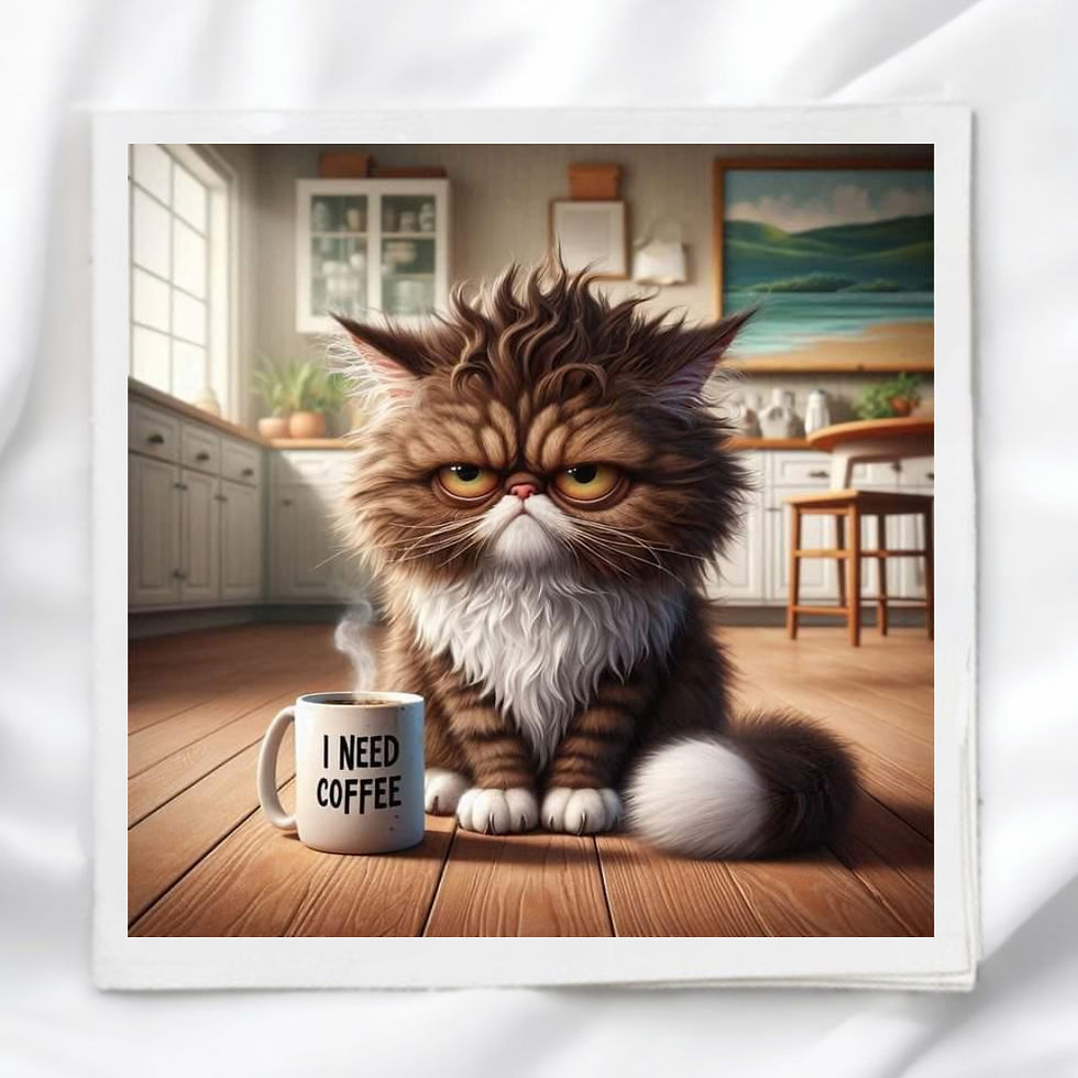 I Need Coffee Grumpy Cat Fabric Panel Quilt Block