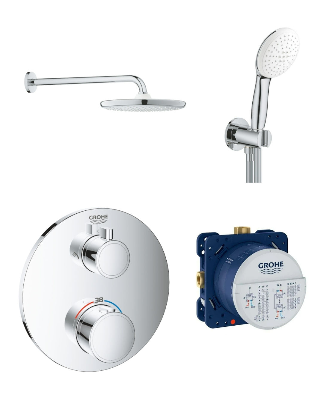 Grohtherm Ankastre Banyo Seti Yuvarlak