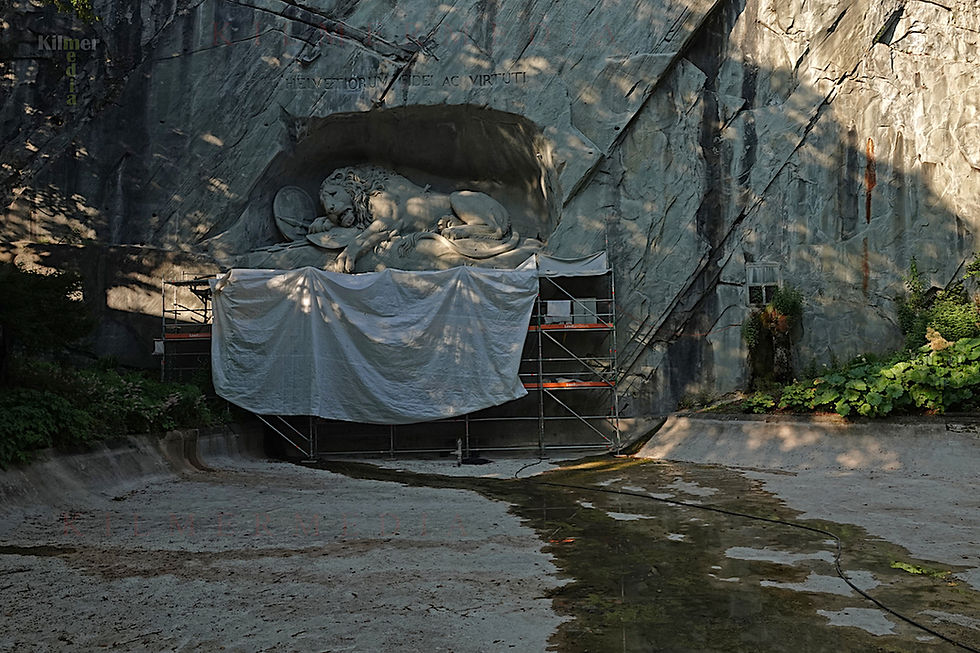 Lion Monument of Lucerne, Switzerland during maintenance - photo copyright by KilmerMedia, all rights reserved
