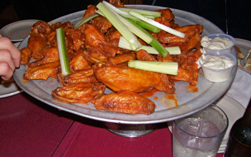 a large tray of Buffalo chicken wings at Anchor Bar in Buffalo, New York - photo by KilmerMedia