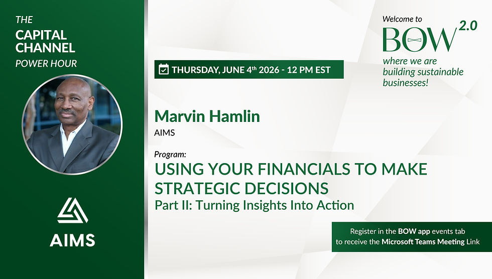Power Hour: Using Your Financials to Make Strategic Decisions Part II: Turning Insights Into Action