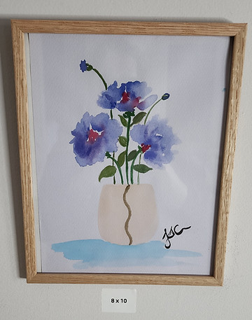 Purple flowers artwork watercolors home decor  beautiful art 