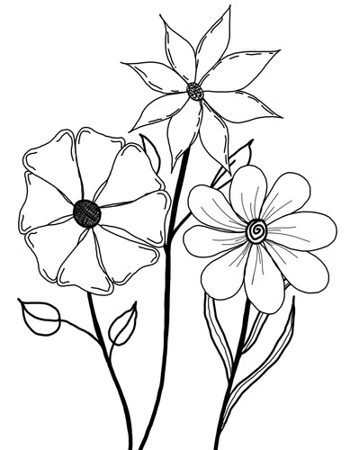Three Flowers Coloring Page | My Site 1