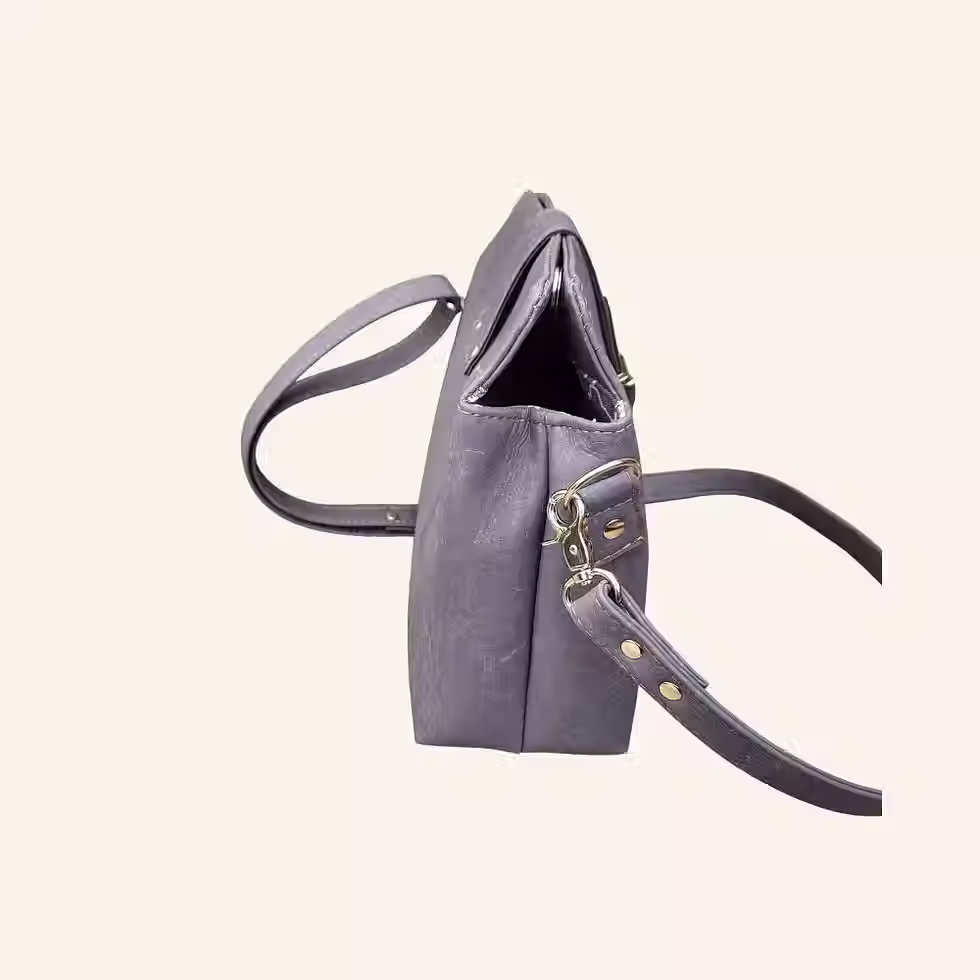 Thumbnail: Grijze kurk crossbody tas zijkant