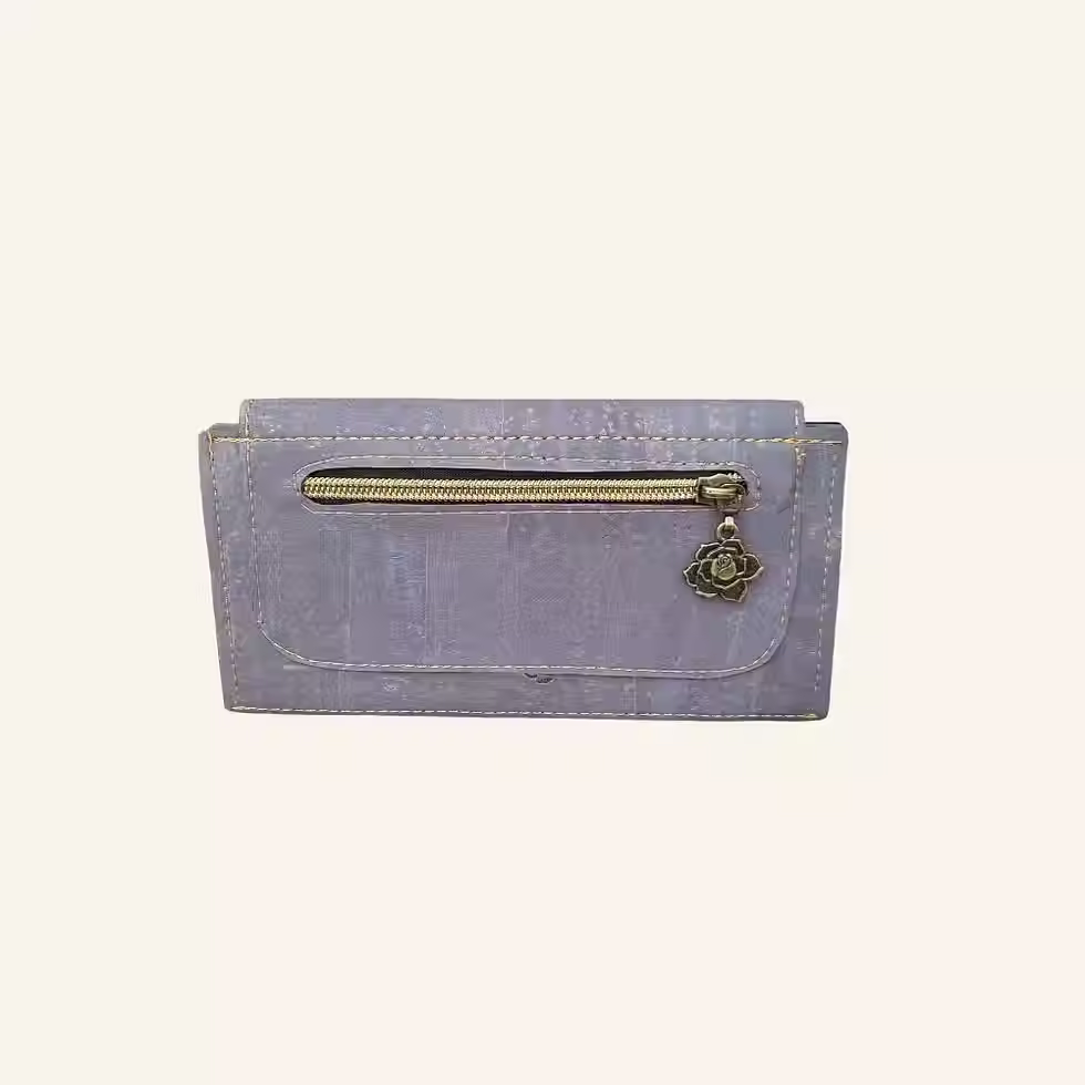 Thumbnail: Grijze kurk crossbody tas met portemonnee - Luna achterkant geld vak