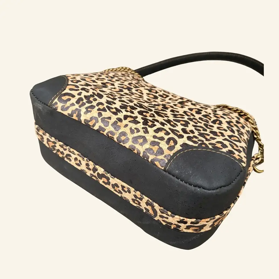 Thumbnail: Panterprint schoudertasje van kurk onderkant