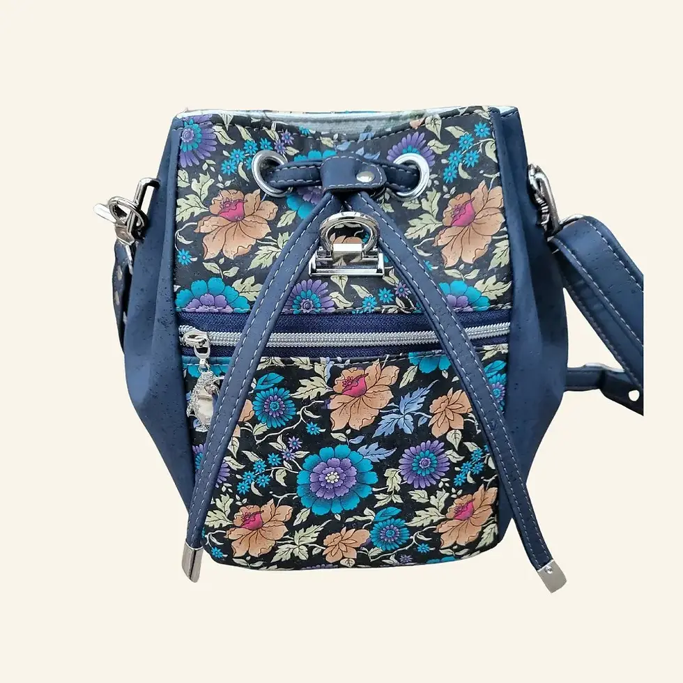 Thumbnail: Buideltasje donkerblauw kurk open voorkant