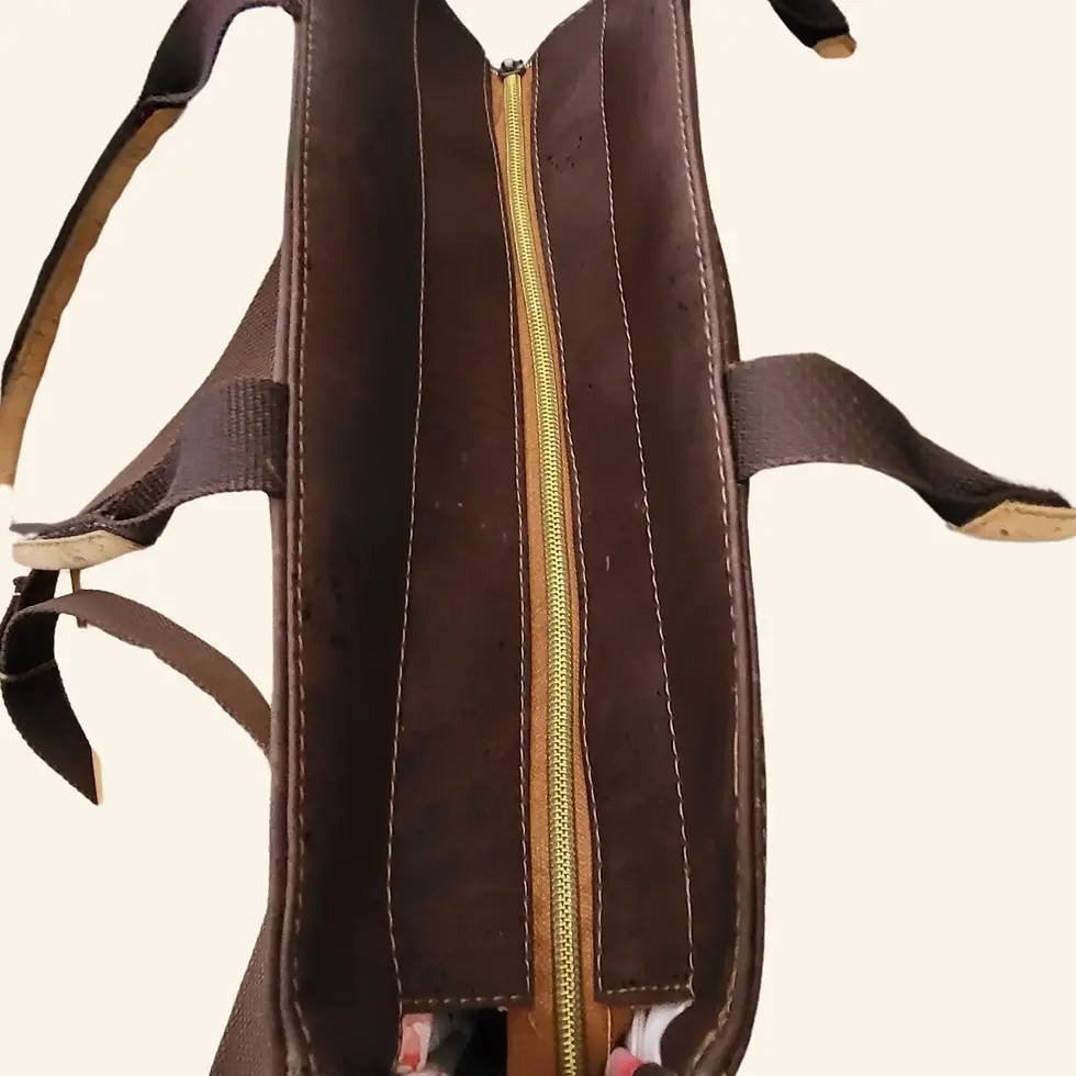 Thumbnail: Handgemaakte laptop tas naturel en bruinbovenkant