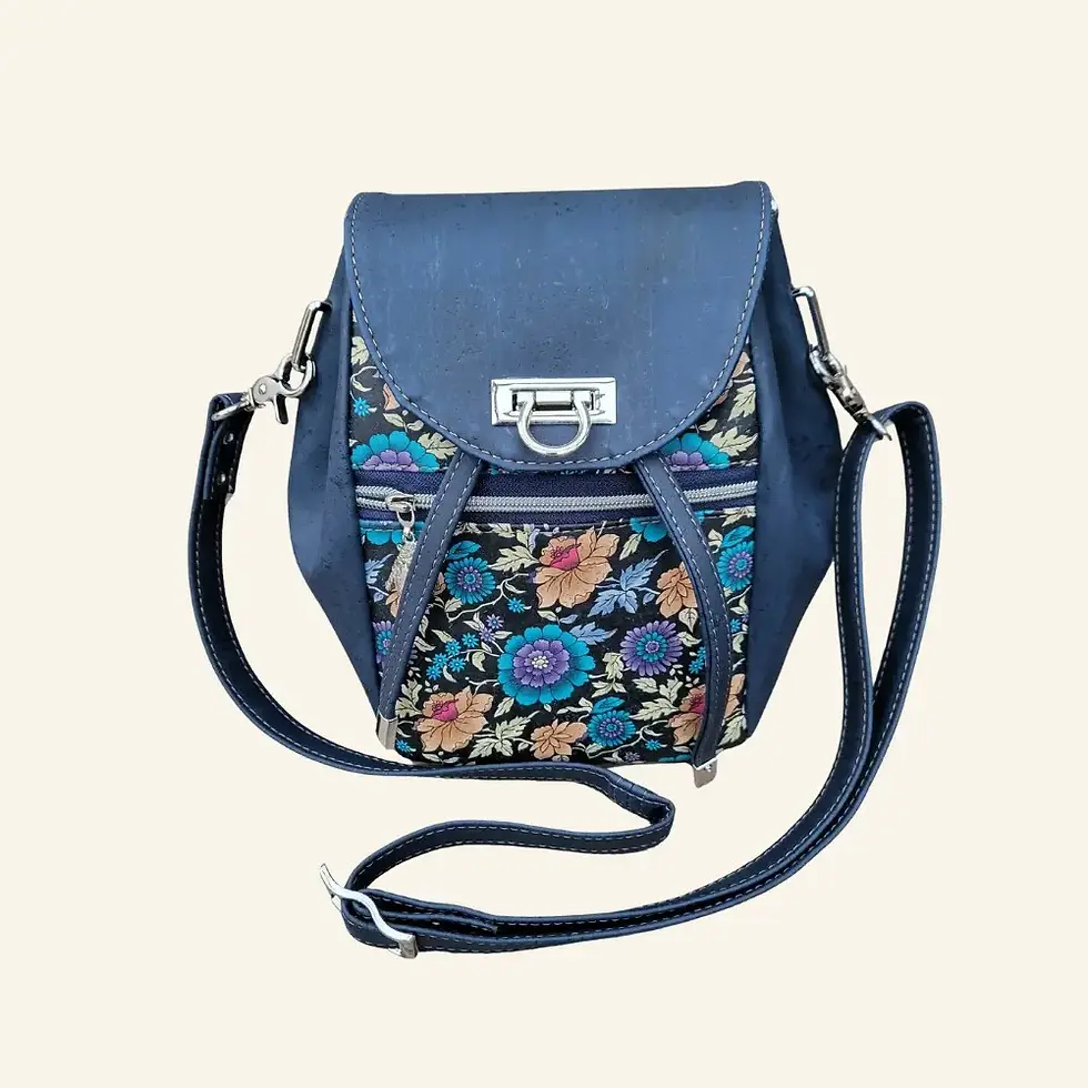 Thumbnail: Buideltasje donkerblauw kurk voorkant