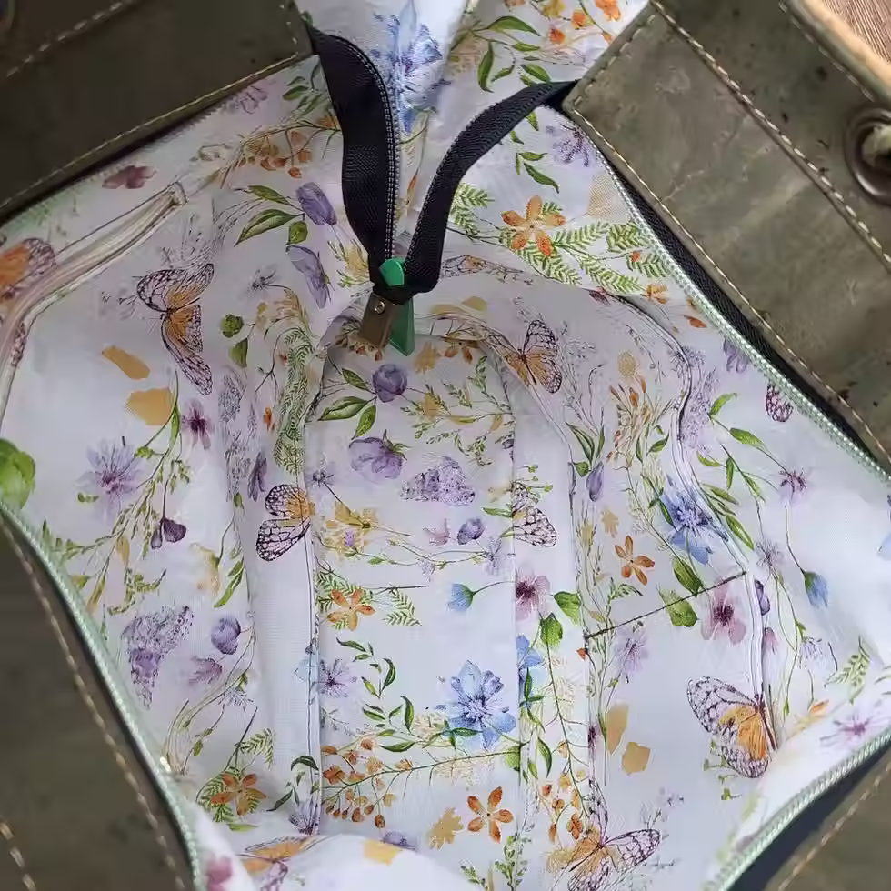 Thumbnail: Kurken shopper naturel met goen de Olivia binnenkant