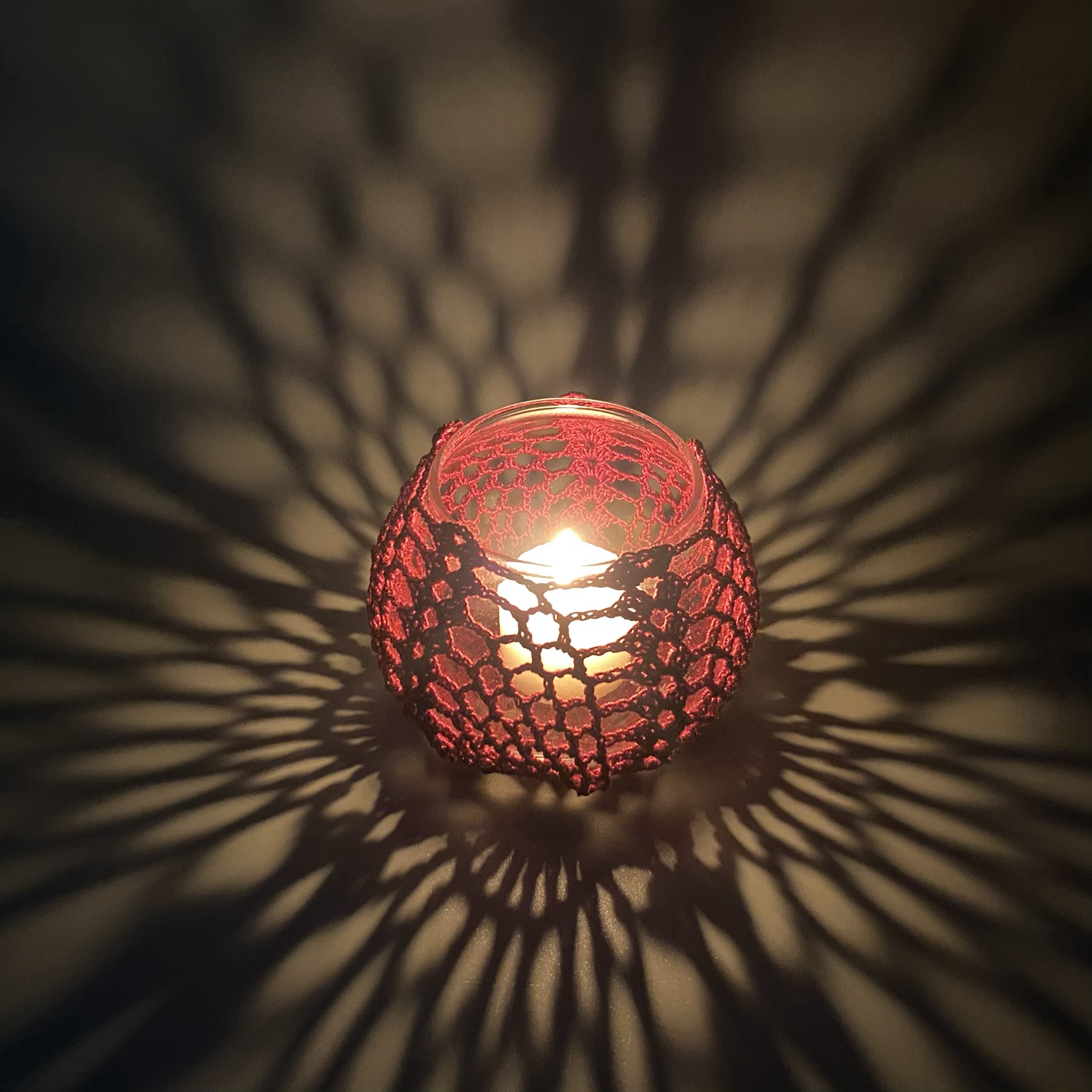 Glass Candle Holder -Red