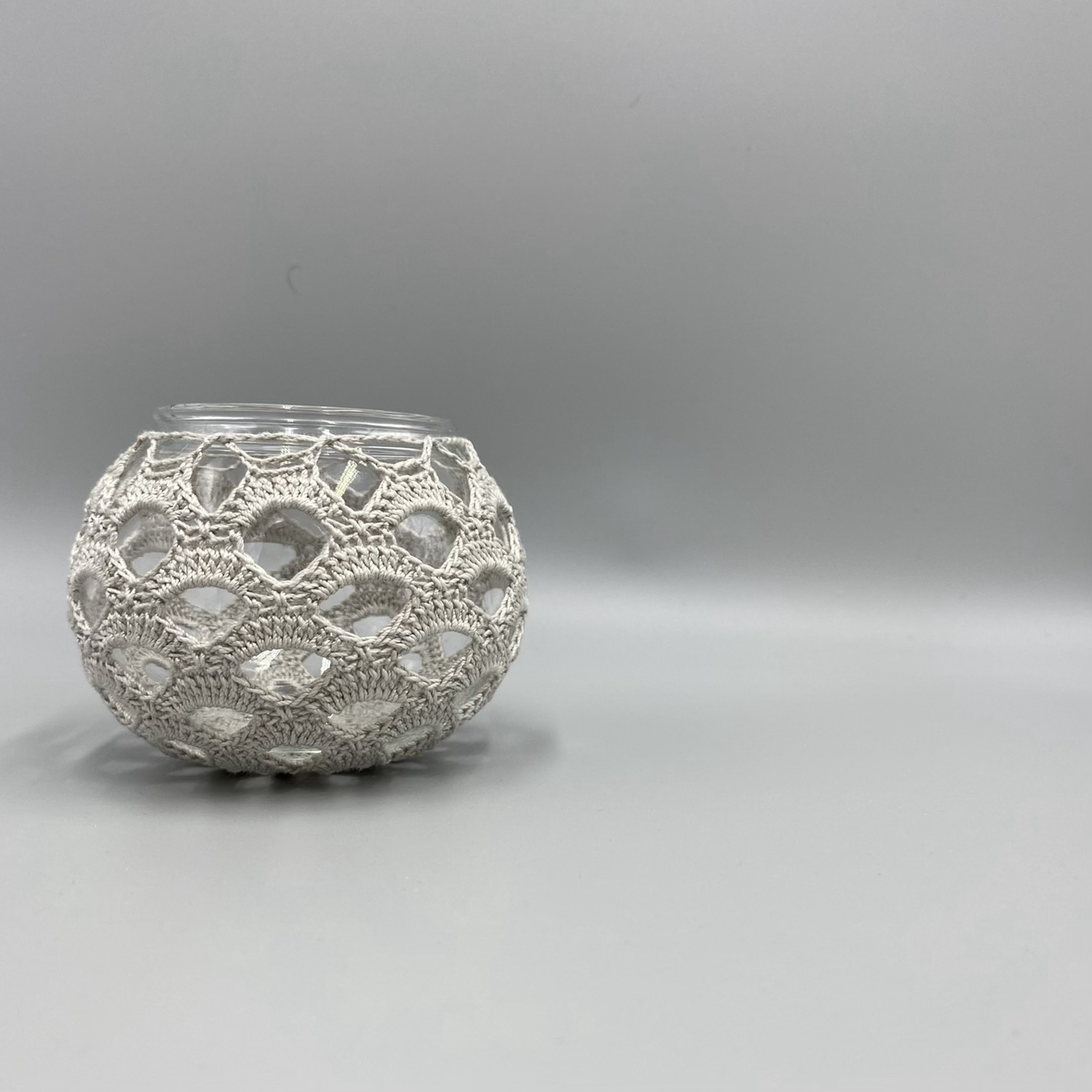 Harpa Glass Candle Holder - Light Silvery Grey