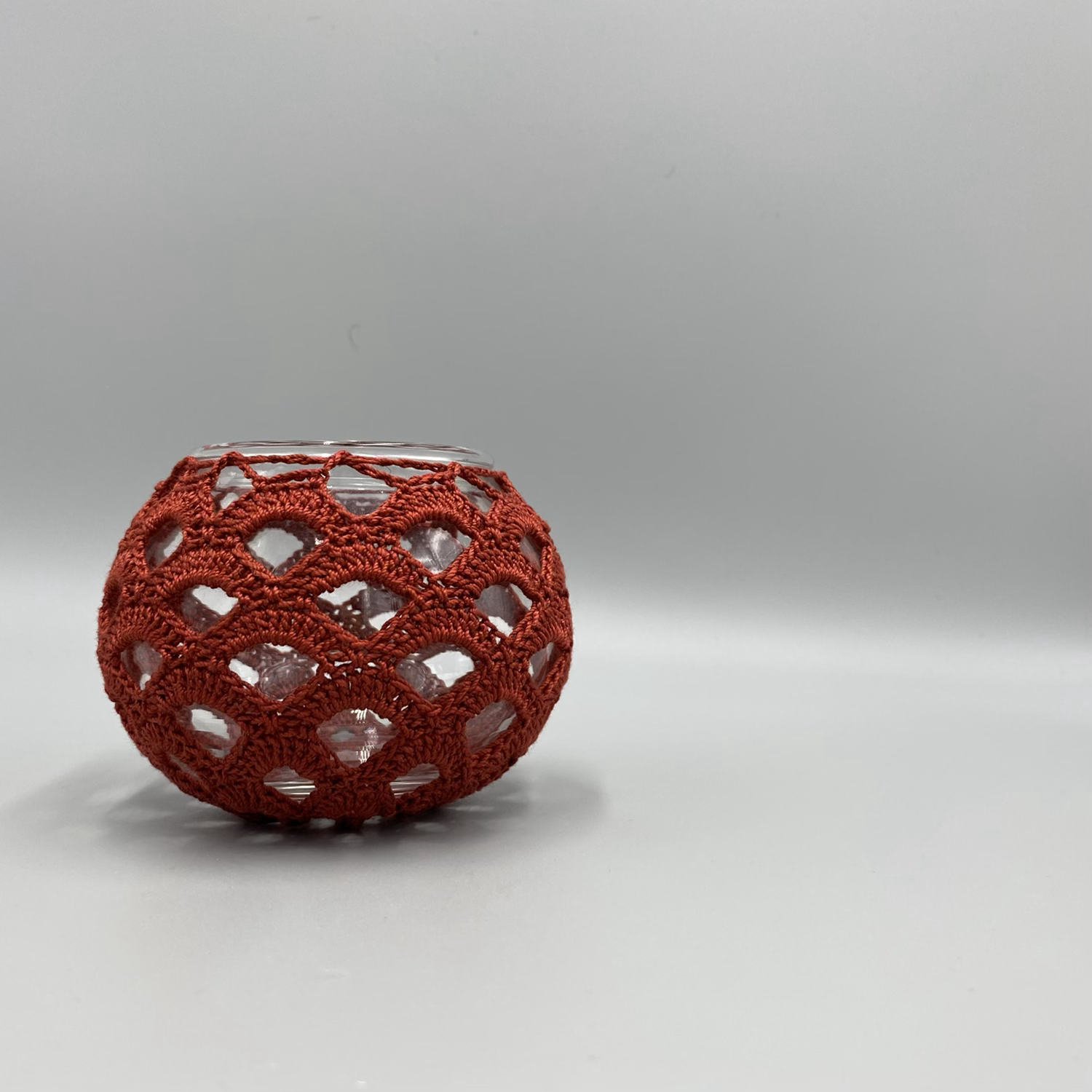 Harpa Glass Candle Holder - Red