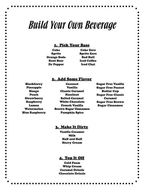 Drink menu
