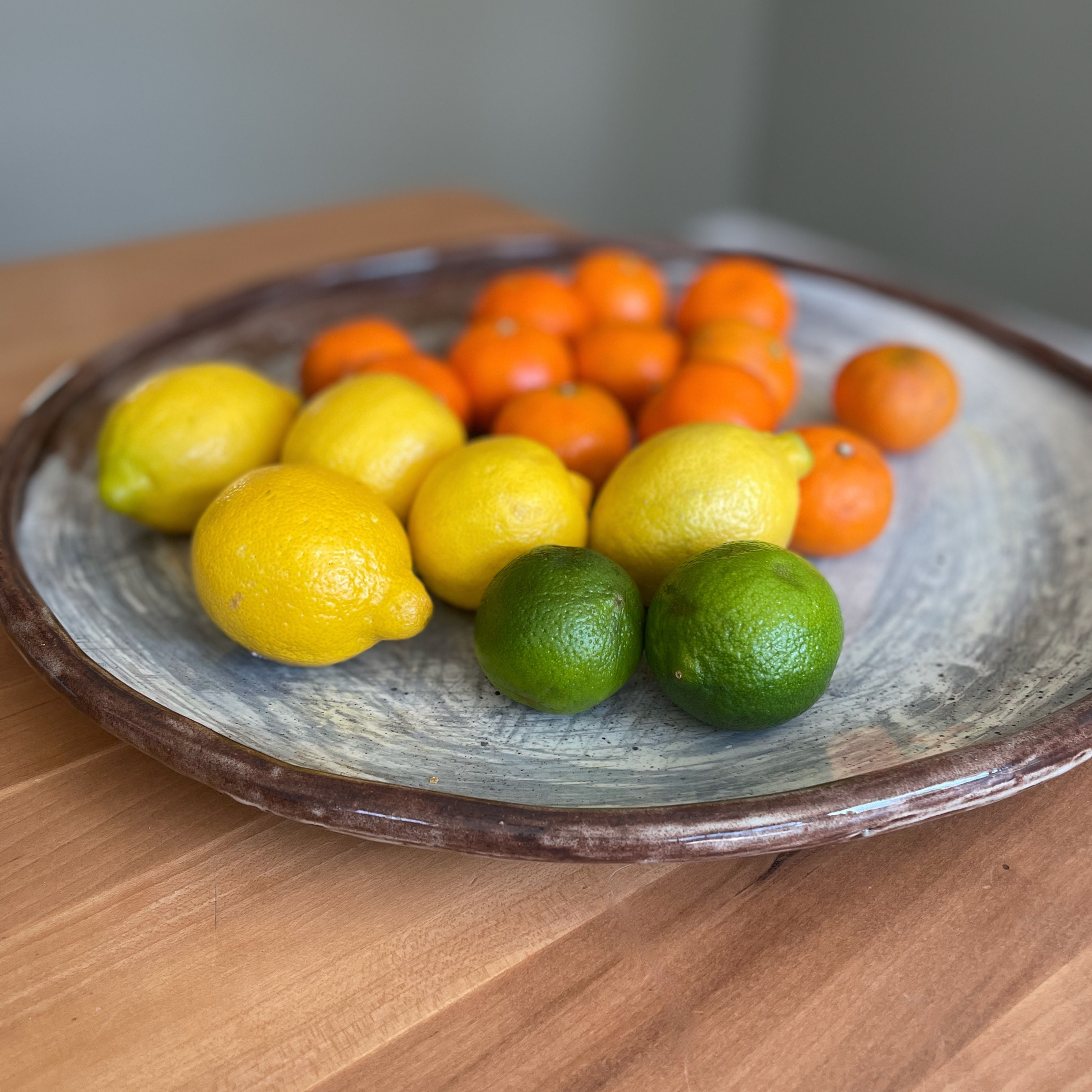 Serving Platter in brush stokes of gray and espresso colored tones