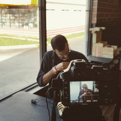 Setting up to interview David Hidalgo