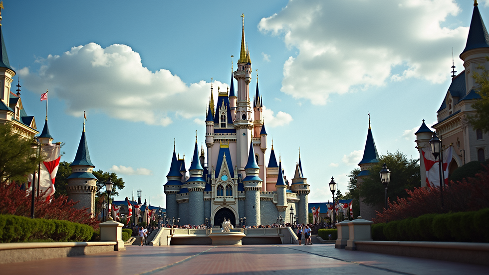 Eye-level view of Cinderella Castle at Magic Kingdom