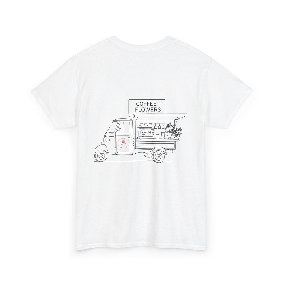 Thumbnail: Roasted Rose Coffee + Flower Truck Sketch Tee – Unisex Cotton T-Shirt