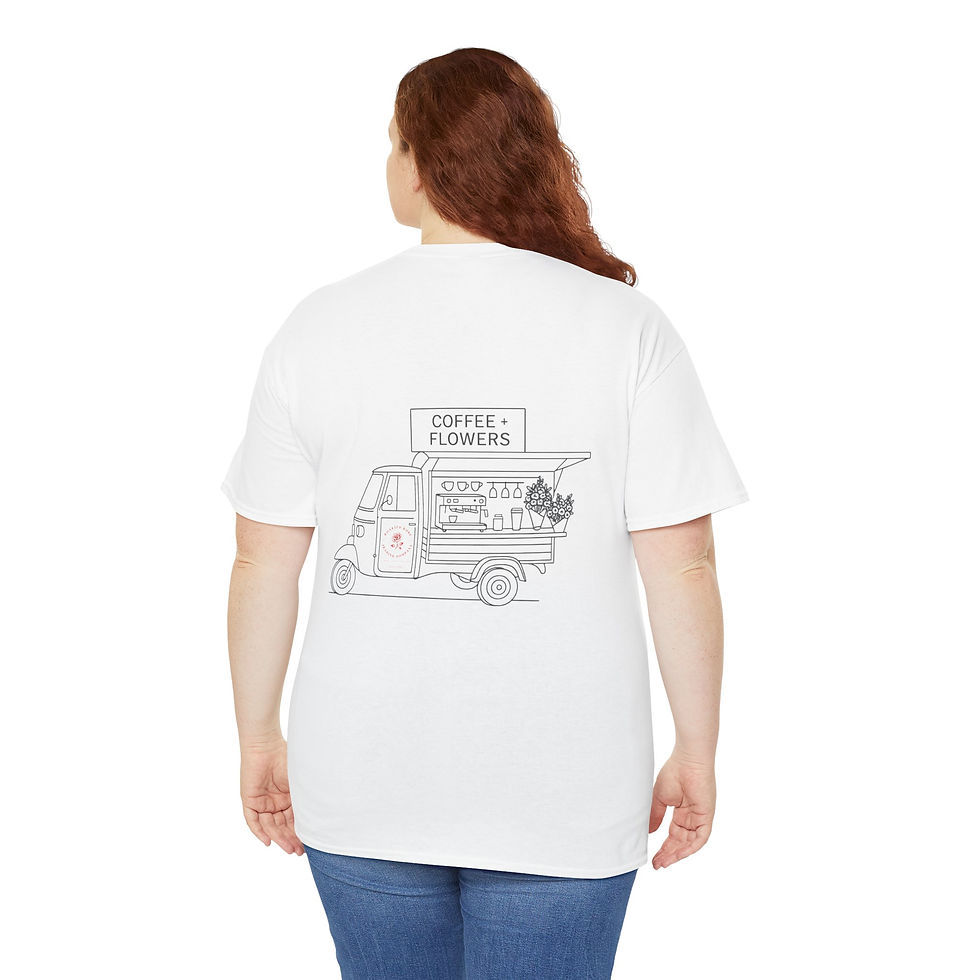 Thumbnail: Roasted Rose Coffee + Flower Truck Sketch Tee – Unisex Cotton T-Shirt