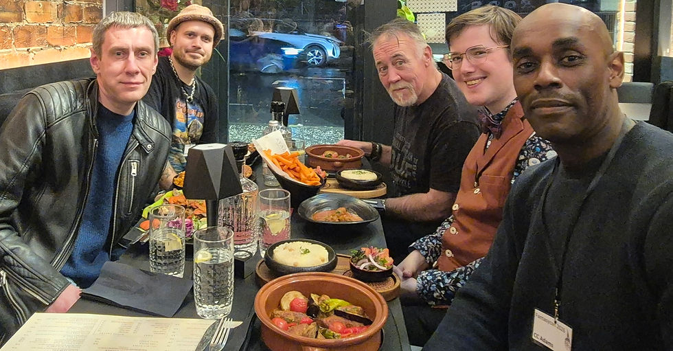 Out on the Friday night at Turkish restaurant Ayaz. And the food was so damned good, I went back the following day for more. l-r: Trevor Kennedy, R.J. Ren, Con Connolly, Ben Unsworth, and me.