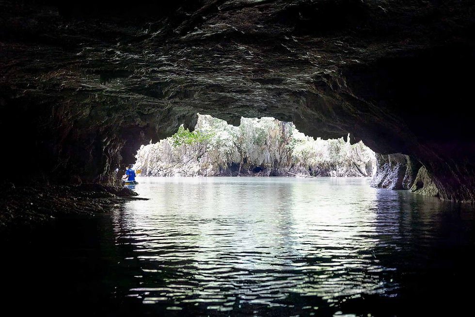 Views inside of the caves and grottos