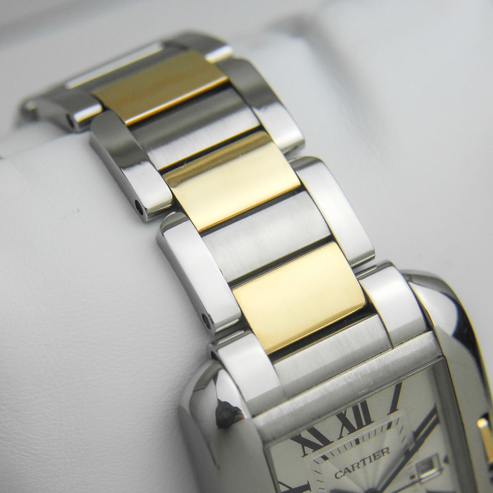 Thumbnail: Pre-owned Cartier Tank Anglaise Large 3511 W5310007 steel and gold bracelet